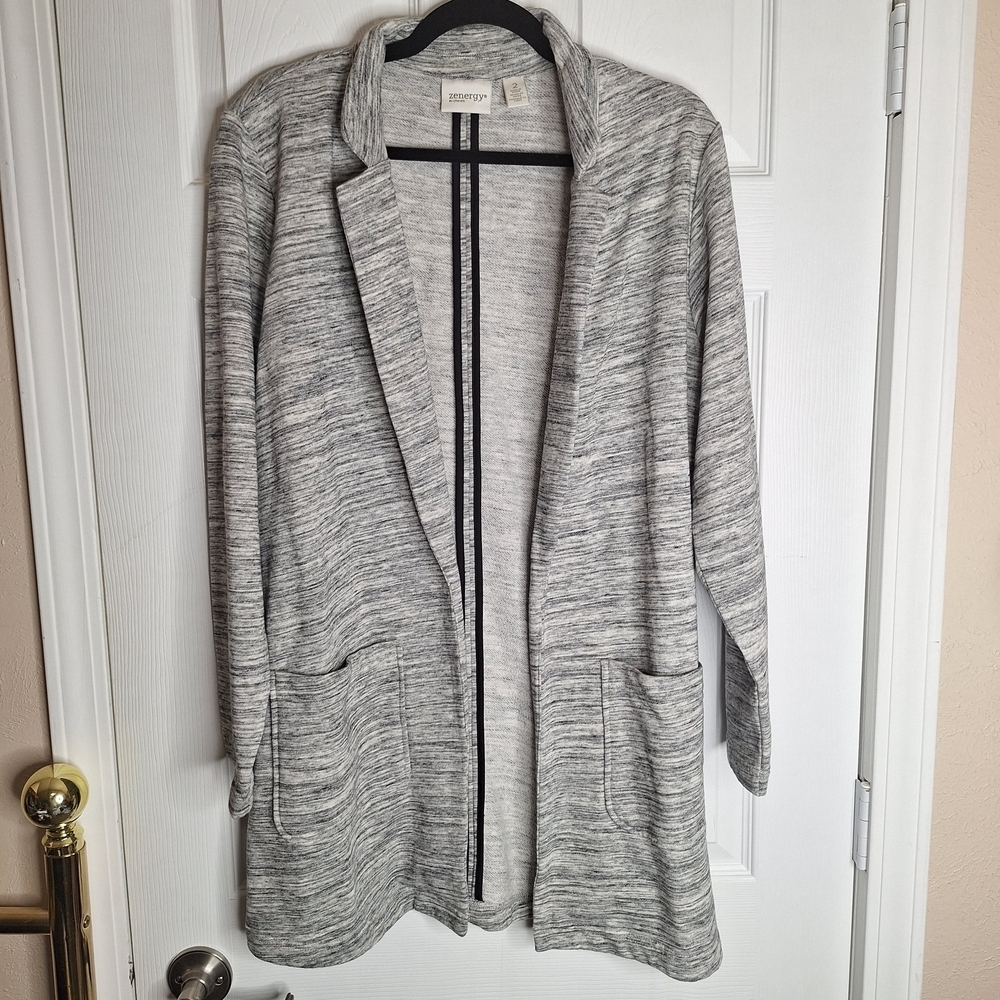 Zenergy By Chicos Heather Gray Women's Blazer Size 2 Large